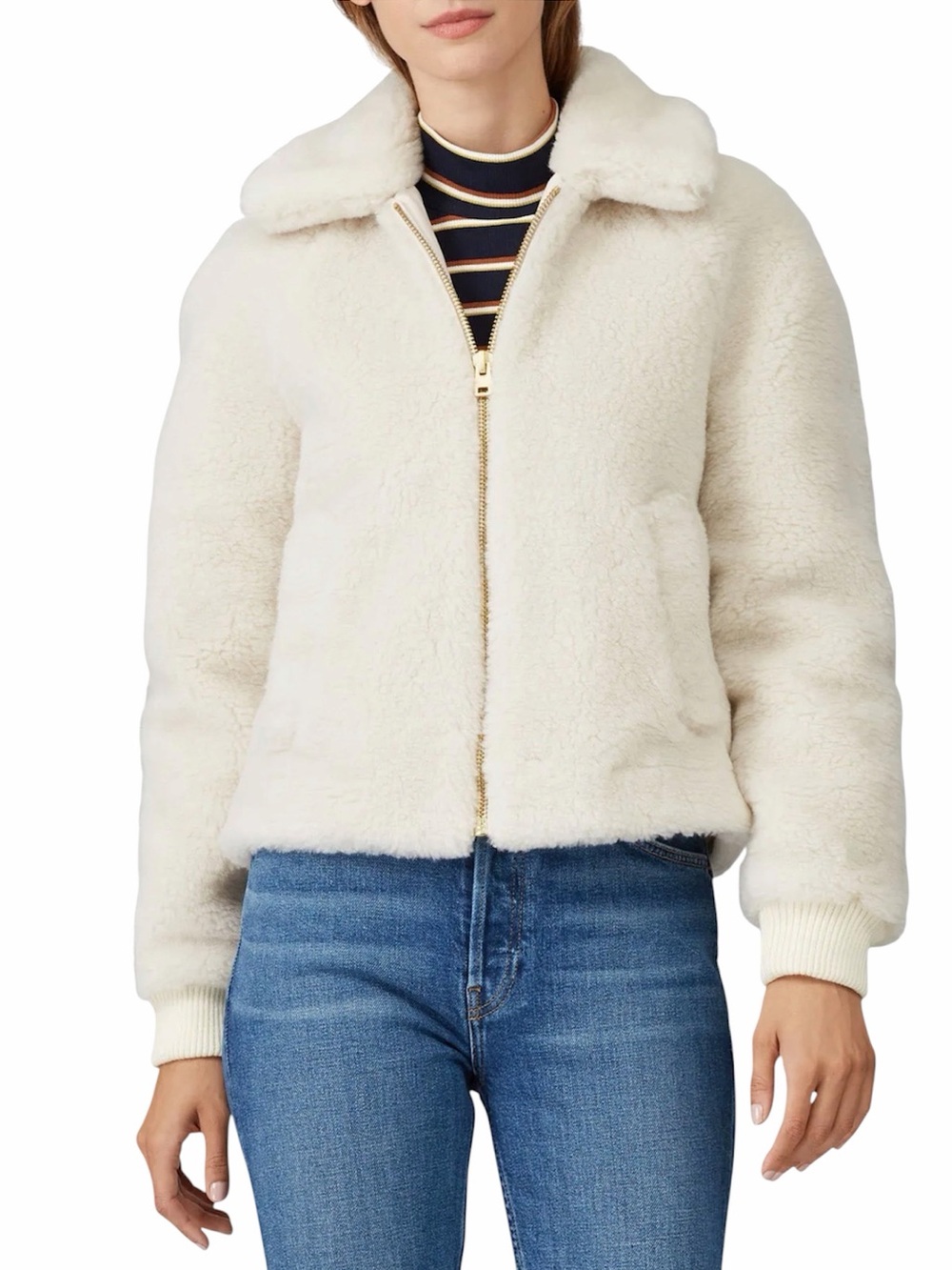 J Crew Black Label | Faux Sherpa Bomber Jacket - Picture 2 of 5